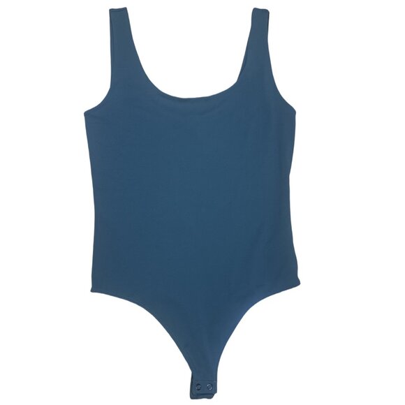 Express Body Contour Compression Scoop Neck  Bodysuit Thong Snap Sage Green Size - Picture 2 of 5